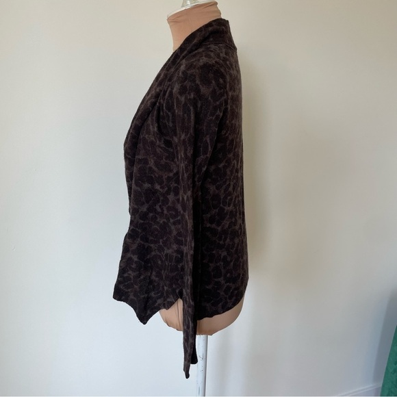 Rebecca Taylor Lambswool Cashmere Leopard Print Ruffle Single Button Cardigan XS - Picture 2 of 8